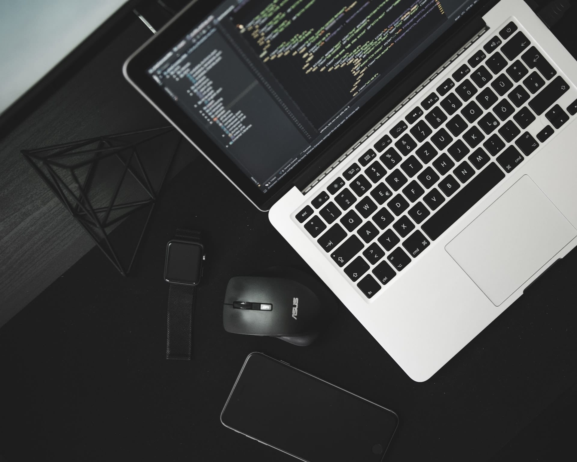 Black and white photograph of a laptop